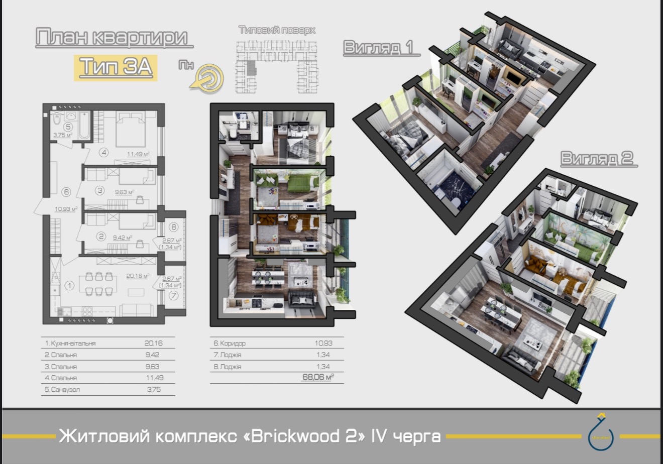 Планування трикімнатної квартири